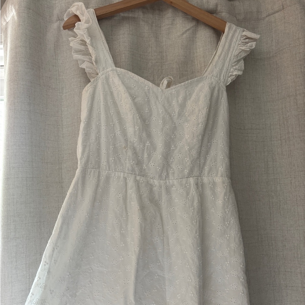 White Eyelet Romper with Ruffle Straps